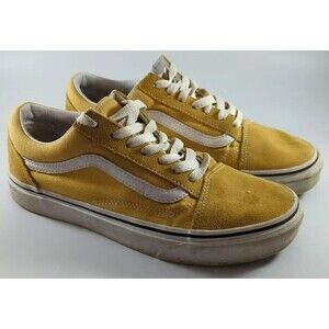 Vans Old Skool Shoes Low Top Skateboarding Sneakers Yellow Off the Wall 7 Women